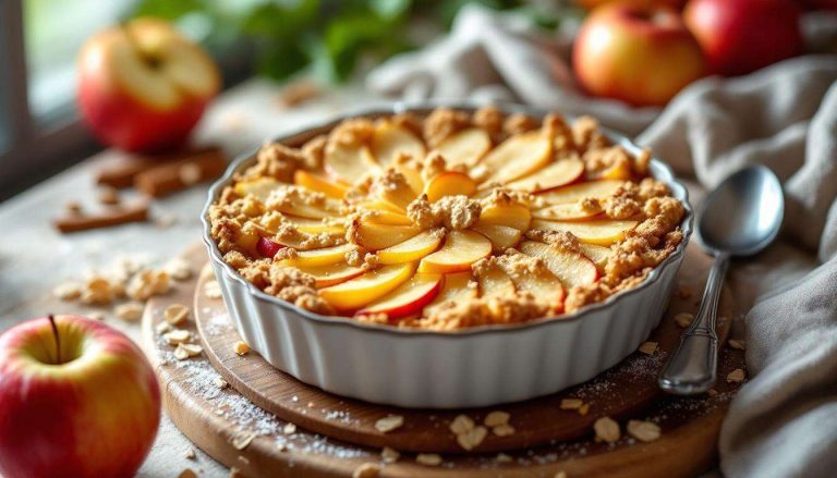 « J’ai trouvé LE gratin de crumble aux pommes sans beurre : 3 fois moins gras et délicieux ! »