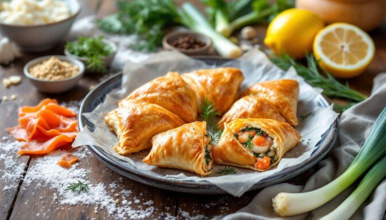 Ces feuilletés saumon Saint-Jacques vont voler la vedette à Noël : fondants, dorés et pleins de parfums délicats d’hiver
