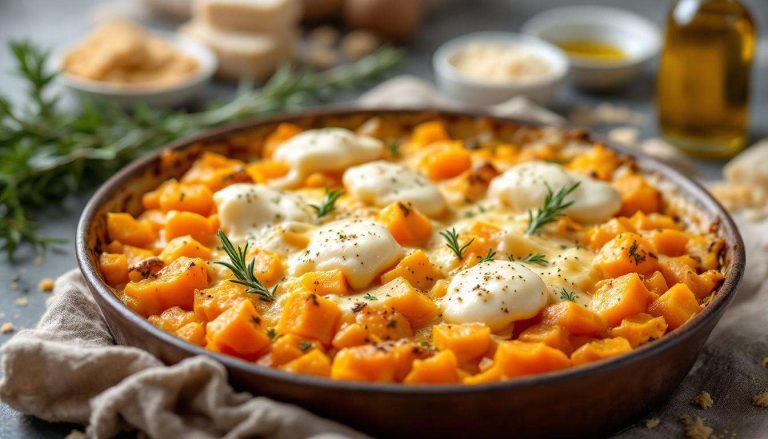 Gratin butternut-fromage frais au four : douceur fondante, herbes fraîches et crème pour réchauffer vos soirs d’hiver
