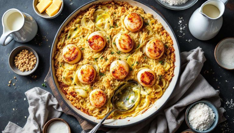 Un gratin poireaux–Saint-Jacques, parfait entre semaine et repas de fête