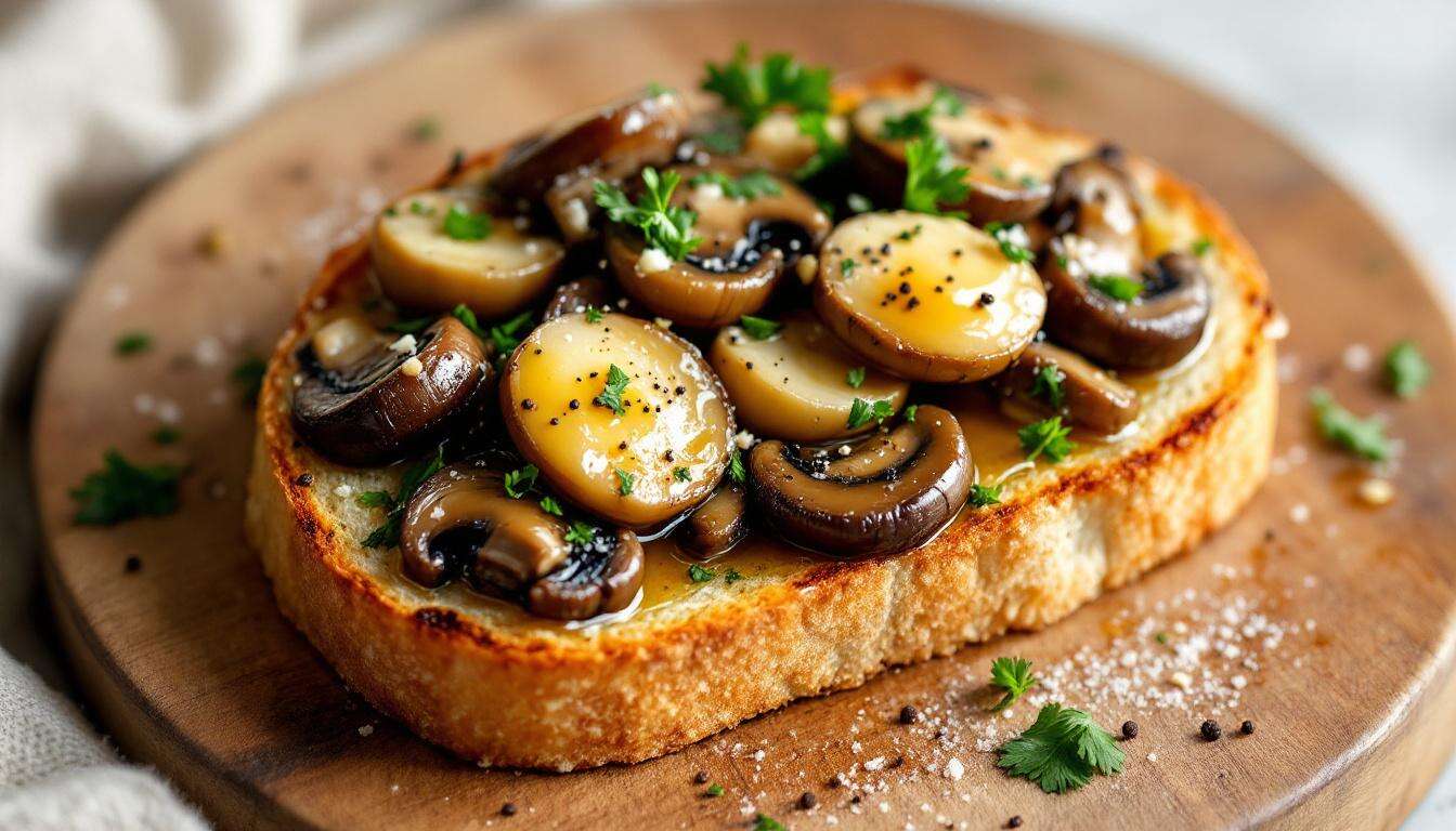 Tartine de champignons à l'ail et persil : le dîner express de février en 10 minutes sur du pain au levain grillé