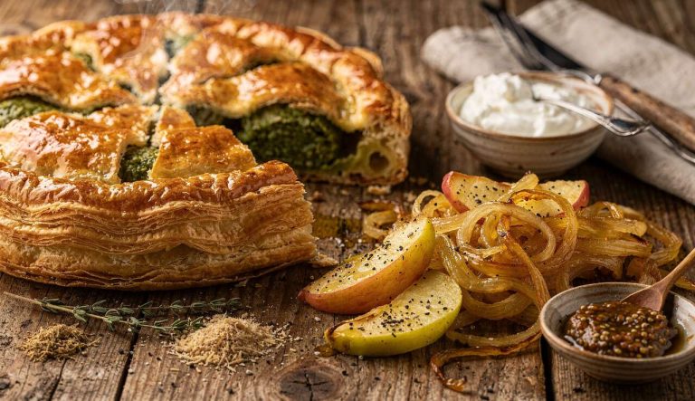 Boudin vert en tourte feuilletée avec pommes et oignons : le plat du dimanche belge adapté au goût français