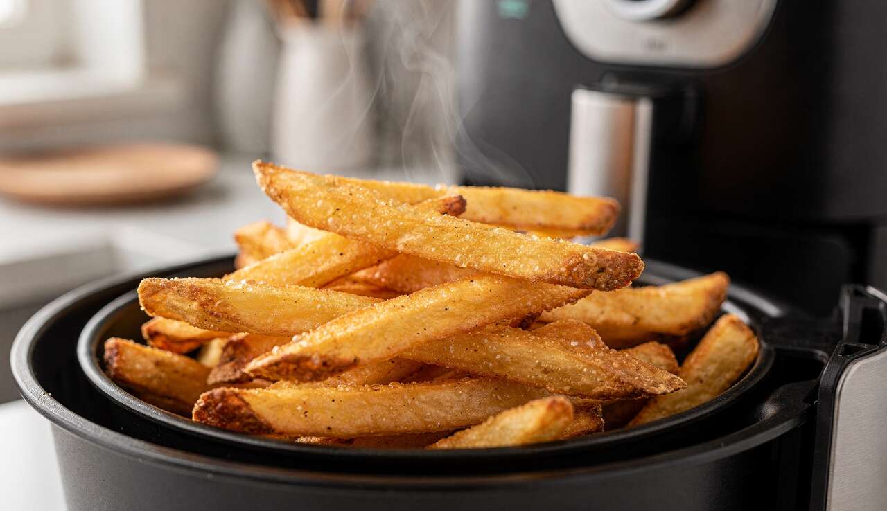 Cette astuce simple avec de l’eau chaude rend vos frites à l’air fryer parfaitement croustillantes