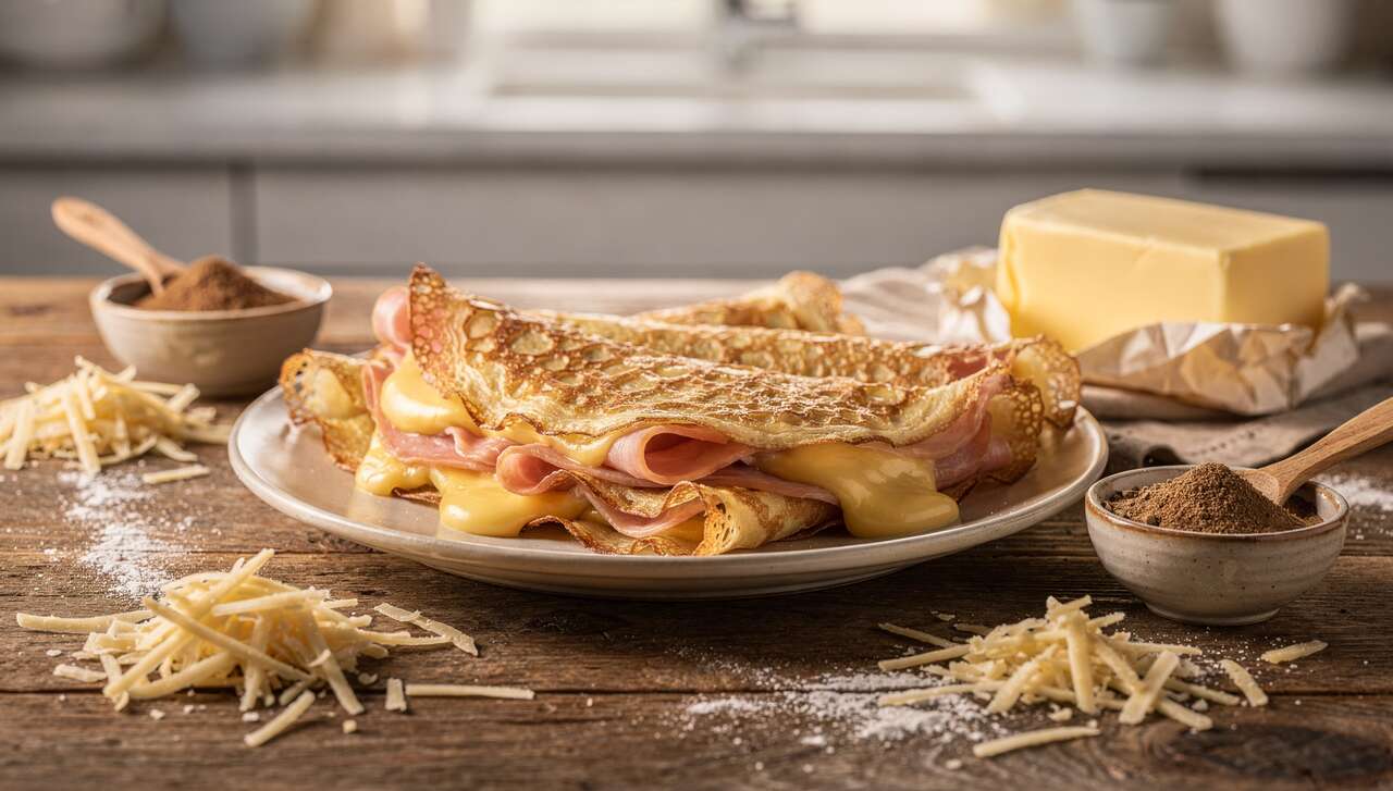 Crêpes jambon-fromage minutes façon Laurent Mariotte : du régressif, du fondant et zéro stress dans l&rsquo;assiette