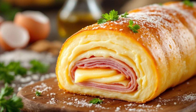 Ce roulé de pommes de terre farci à la raclette et au jambon est une vraie bombe réconfortante